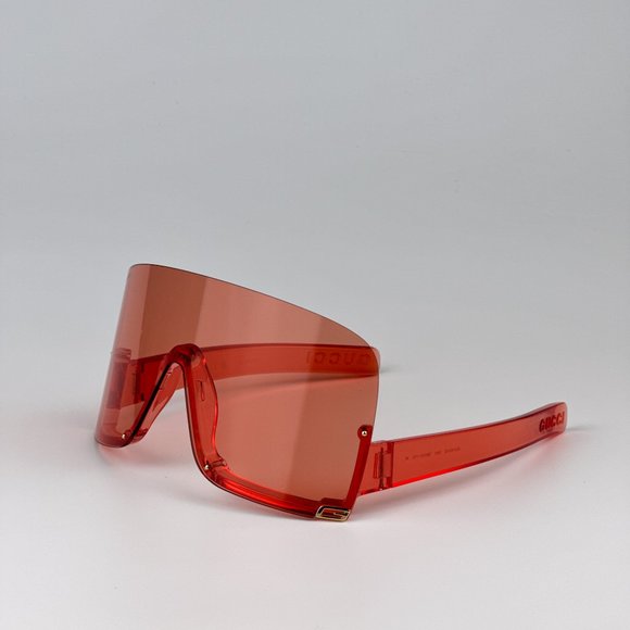 Gucci GG1631S 001 Sunglasses Transparent Red Light Red Shield Unisex GG 1631S - Picture 8 of 11